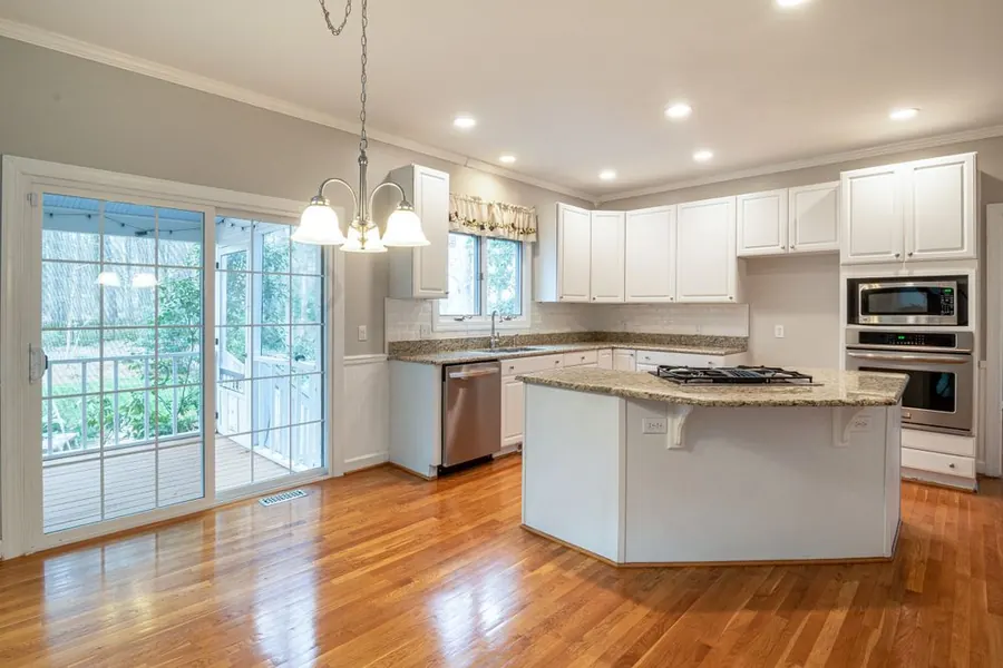 Bright painted kitchen cabinets
